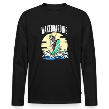 Wakeboard Squelette Wakeboarder Wakeboard - T-shirt manches longues Premium bio Homme - noir - Devant - Nico (187cm)