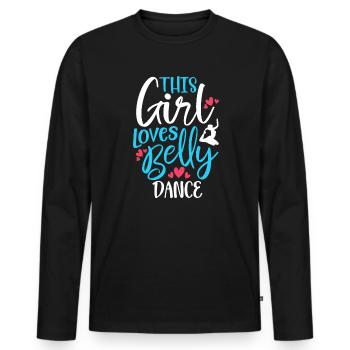 Danseuse du ventre Cette fille aime la danse du ventre - T-shirt manches longues Premium bio Homme - noir - Devant - Nico (187cm)