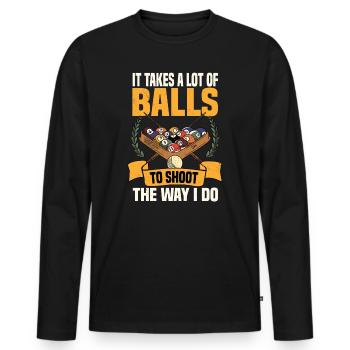 Joueur de billard il faut beaucoup de balles - T-shirt manches longues Premium bio Homme - noir - Devant - Nico (187cm)