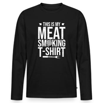 Dies ist mein Fleisch Smoking Shirt Grillen BBQ - Männer Premium Bio Langarmshirt - Schwarz - Vorne - Nico (187cm)