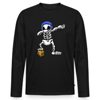 Wasserball-Teamplayer Dabbing Skeleton Wassersport - Männer Premium Bio Langarmshirt - Schwarz - Vorne - Nico (187cm)