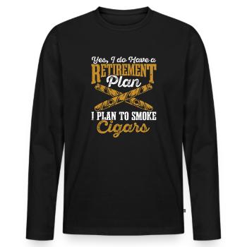 Oui, j’ai un régime de retraite fumeur de cigares - T-shirt manches longues Premium bio Homme - noir - Devant - Nico (187cm)