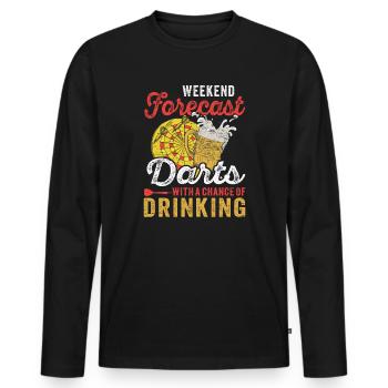 Dart Dartboard Week-end Prévisions Darts Boire - T-shirt manches longues Premium bio Homme - noir - Devant - Nico (187cm)