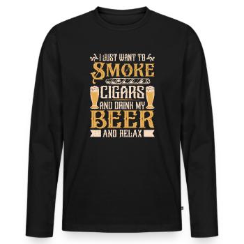 Je veux juste fumer cigares cigare fumeur - T-shirt manches longues Premium bio Homme - noir - Devant - Nico (187cm)