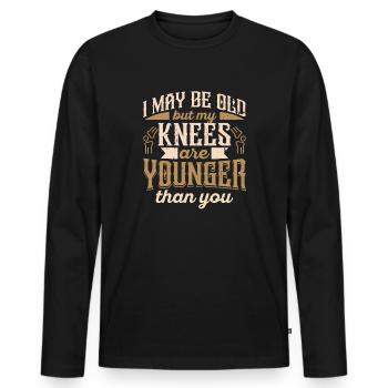 Knee Surgery My Knees Are Younger Knee Replacement - Men's Premium Organic Long Sleeve Shirt - black - Front - Nico (187cm)
