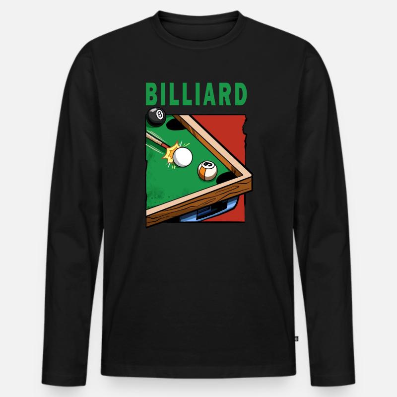 Billard Billard Tisch Billardspieler - Männer Premium Bio Langarmshirt - Schwarz