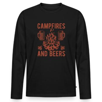 Campfirer And Beers Camping - Men's Premium Organic Long Sleeve Shirt - black - Front - Nico (187cm)