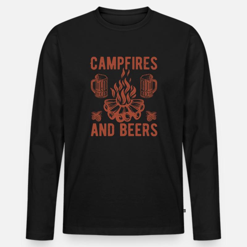 Campfirer und Bier Camping - Männer Premium Bio Langarmshirt - Schwarz