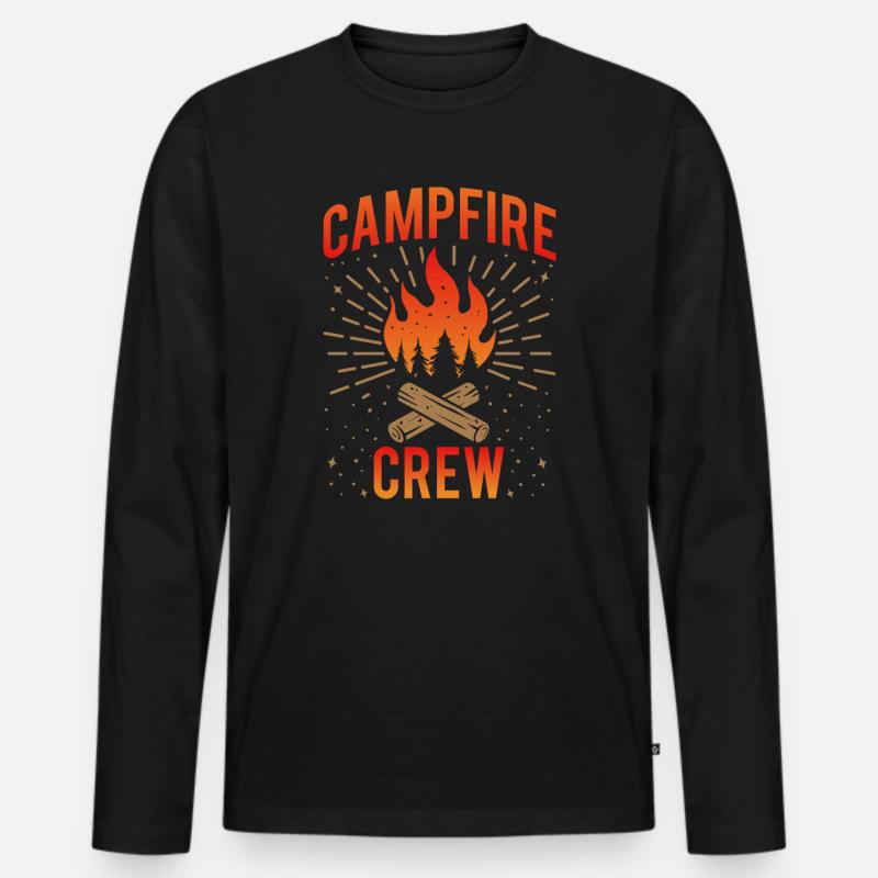Campfire Crew Camper Camping - Männer Premium Bio Langarmshirt - Schwarz