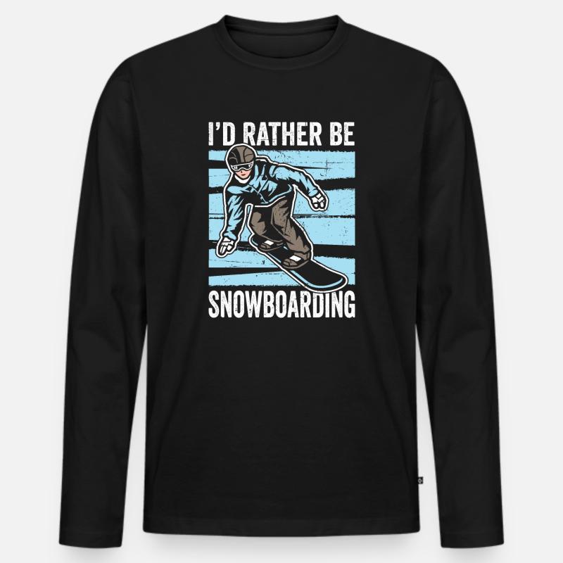 Snowboarder Ich würde lieber snowboarden - Männer Premium Bio Langarmshirt - Schwarz