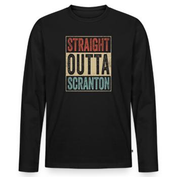 Scranton Souvenir Scranton Clothing Straight - Men's Premium Organic Long Sleeve Shirt - black - Front - Nico (187cm)