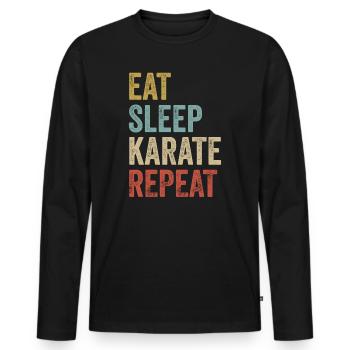 Eat Sleep Karate Repeat Karate - Men's Premium Organic Long Sleeve Shirt - black - Front - Nico (187cm)