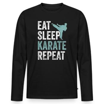 Eat Sleep Karate Repeat Karate - Men's Premium Organic Long Sleeve Shirt - black - Front - Nico (187cm)