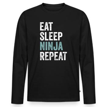 Eat Sleep Ninja Repeat Ninja - Men's Premium Organic Long Sleeve Shirt - black - Front - Nico (187cm)