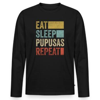 Manger Dormir Pupusas El Salvador Nourriture Pupusas - T-shirt manches longues Premium bio Homme - noir - Devant - Nico (187cm)