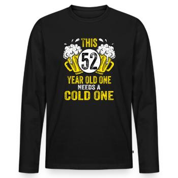Men Beer Birthday Funny 52 Year Old Beer Lover - Men's Premium Organic Long Sleeve Shirt - black - Front - Nico (187cm)