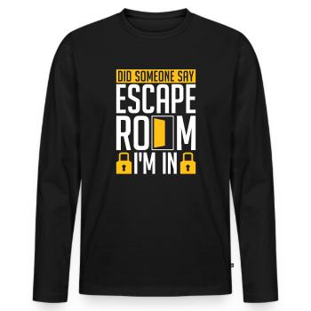 Escape Room Escape Room Lover Escaping - Men's Premium Organic Long Sleeve Shirt - black - Front - Nico (187cm)