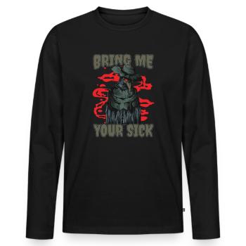 Peste Docteur Peste Docteur Masque Médicaments - T-shirt manches longues Premium bio Homme - noir - Devant - Nico (187cm)