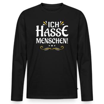 Ich hasse Menschen - Männer Premium Bio Langarmshirt - Schwarz - Vorne - Nico (187cm)
