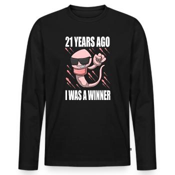 Mann Sperma Geburtstag 21 Jahre alt - Männer Premium Bio Langarmshirt - Schwarz - Vorne - Nico (187cm)