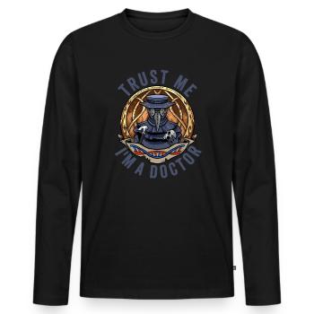 Peste Docteur Tenue Peste Docteur Masque Médicaments - T-shirt manches longues Premium bio Homme - noir - Devant - Nico (187cm)