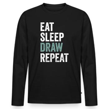 Eat Sleep Bearbeiten Wiederholen Lustiger Editor - Männer Premium Bio Langarmshirt - Schwarz - Vorne - Nico (187cm)