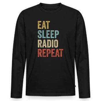 Eat Sleep Radio Amateurfunk wiederholen - Männer Premium Bio Langarmshirt - Schwarz - Vorne - Nico (187cm)
