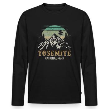 Yosemite National Park Merchandise Rocky Mt. - Men's Premium Organic Long Sleeve Shirt - black - Front - Nico (187cm)