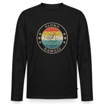 Surfing Outfit Men Hawaii - Men's Premium Organic Long Sleeve Shirt - black - Front - Nico (187cm)