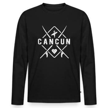 Cancun Outfits Femmes Cancun Souvenirs Cancun - T-shirt manches longues Premium bio Homme - noir - Devant - Nico (187cm)