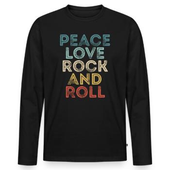Peace Love Rock And Roll Tee RocknRoll Music - Men's Premium Organic Long Sleeve Shirt - black - Front - Nico (187cm)