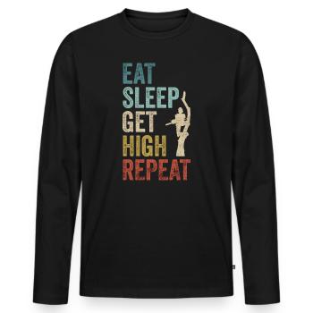 Mangez dormez Se défoncez Bûcherons répétitifs - T-shirt manches longues Premium bio Homme - noir - Devant - Nico (187cm)
