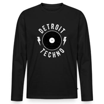 Detroit Techno Classic Shirt Vinyl EDM Electronic - Men's Premium Organic Long Sleeve Shirt - black - Front - Nico (187cm)