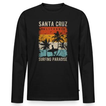 Retro Santa Cruz California Surfing Tee Santa Cruz - Men's Premium Organic Long Sleeve Shirt - black - Front - Nico (187cm)