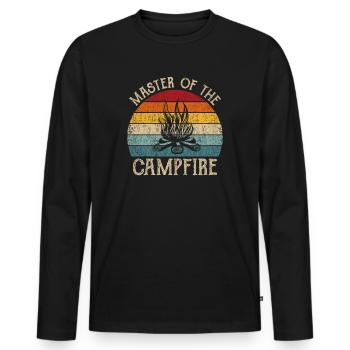 Retro Camp Master Of The Campfire Clothes Camping - Men's Premium Organic Long Sleeve Shirt - black - Front - Nico (187cm)