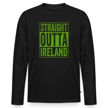 Ireland Souvenir Ireland Clothing Straight Outta - Men's Premium Organic Long Sleeve Shirt - black - Front - Nico (187cm)