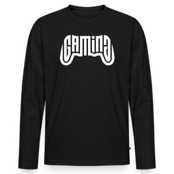 Jeu - T-shirt manches longues Premium bio Homme - noir - Devant - Nico (187cm)