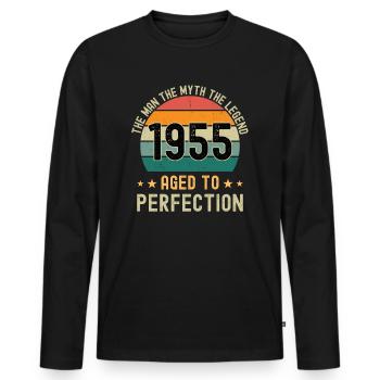 L’homme Le mythe La légende 1955 Perfection vieillie - T-shirt manches longues Premium bio Homme - noir - Devant - Nico (187cm)