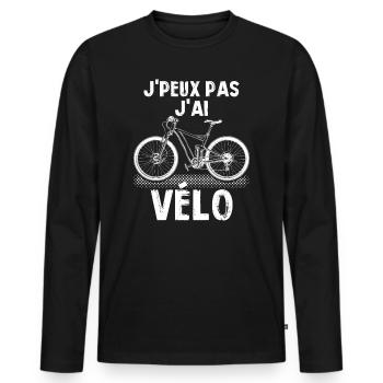 J'peux Pas J'ai Vélo Cycliste Cyclisme - T-shirt manches longues Premium bio Homme - noir - Devant - Nico (187cm)