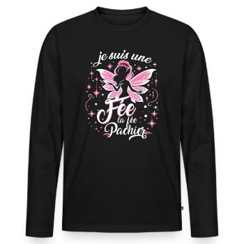 Je Suis Une Fée La Fée Pachier - T-shirt manches longues Premium bio Homme - noir - Devant - Nico (187cm)