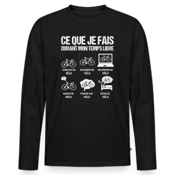 Ce que je fais durant mon temps libre velo - T-shirt manches longues Premium bio Homme - noir - Devant - Nico (187cm)