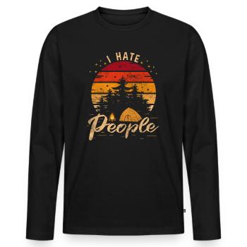 Je déteste les gens de camping randonnée - T-shirt manches longues Premium bio Homme - noir - Devant - Nico (187cm)
