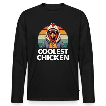 Coolest Chicken - Men's Premium Organic Long Sleeve Shirt - black - Front - Nico (187cm)
