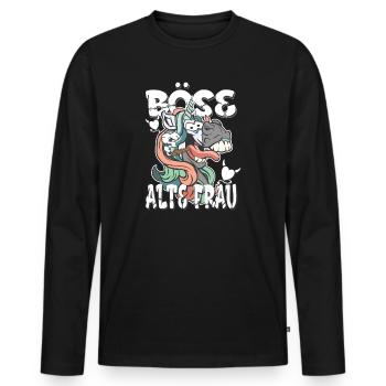 Evil old woman - crazy unicorn - Men's Premium Organic Long Sleeve Shirt - black - Front - Nico (187cm)
