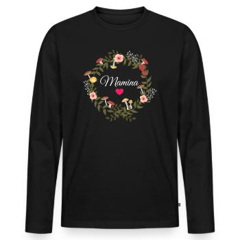 Mamina - Maman - Super mamie - T-shirt manches longues Premium bio Homme - noir - Devant - Nico (187cm)