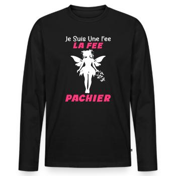 Je Suis Une Fee La Fee Pachier - Humour Cadeau - T-shirt manches longues Premium bio Homme - noir - Devant - Nico (187cm)