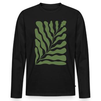 Abstract Floral - Men's Premium Organic Long Sleeve Shirt - black - Front - Nico (187cm)