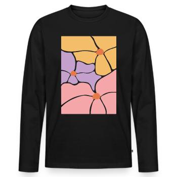 Boho Flora Flowers - Men's Premium Organic Long Sleeve Shirt - black - Front - Nico (187cm)
