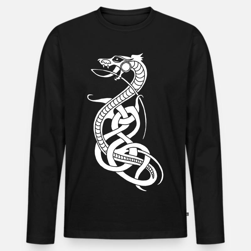 Endlose weiße Schlange - Männer Premium Bio Langarmshirt - Schwarz