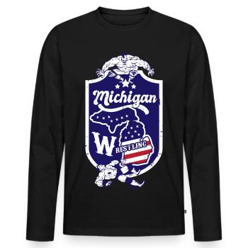 Michigan Wrestling - T-shirt manches longues Premium bio Homme - noir - Devant - Nico (187cm)